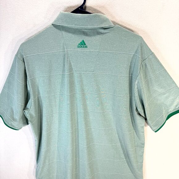 Adidas Golf Climalite Light Green Striped Polo with Notre Dame Logo Mens Size M - Picture 6 of 11